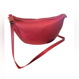 Portland Leather Goods Red Leather Crescent Crossbody Purse Sling Bag